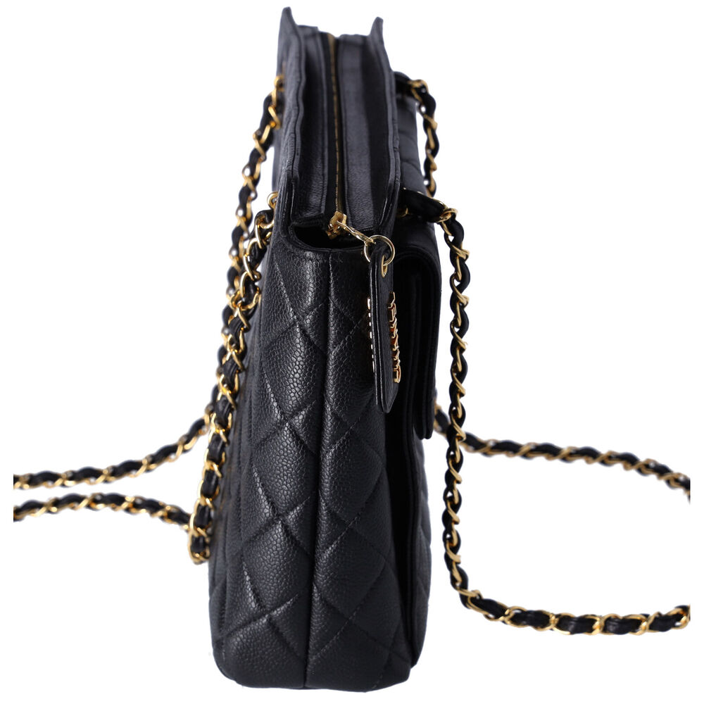 Chanel Classic Front Pocket Small Chain Shoulder Tote Quilted Caviar Leather - Picture 6 of 11